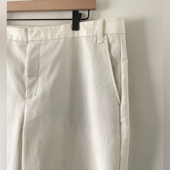 VINCE Avery Wide Leg Italian Chino Pant Size 16 Ivory Stretch Cotton Blend - Picture 5 of 10